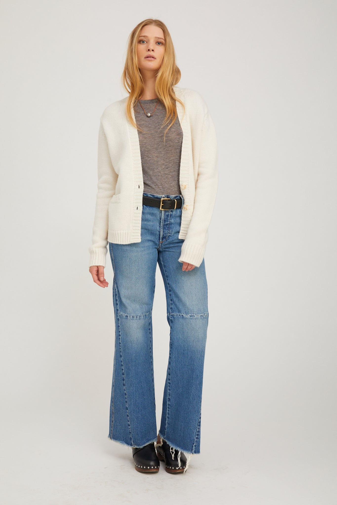 IVORY CASHMERE CARDIGAN - 4