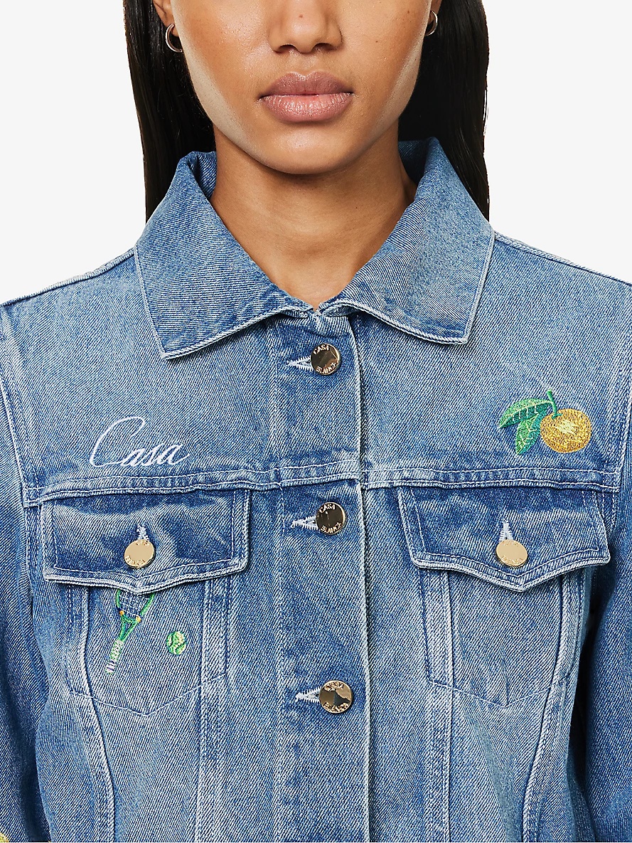 Casablanca Blue Embroidered Denim Jacket