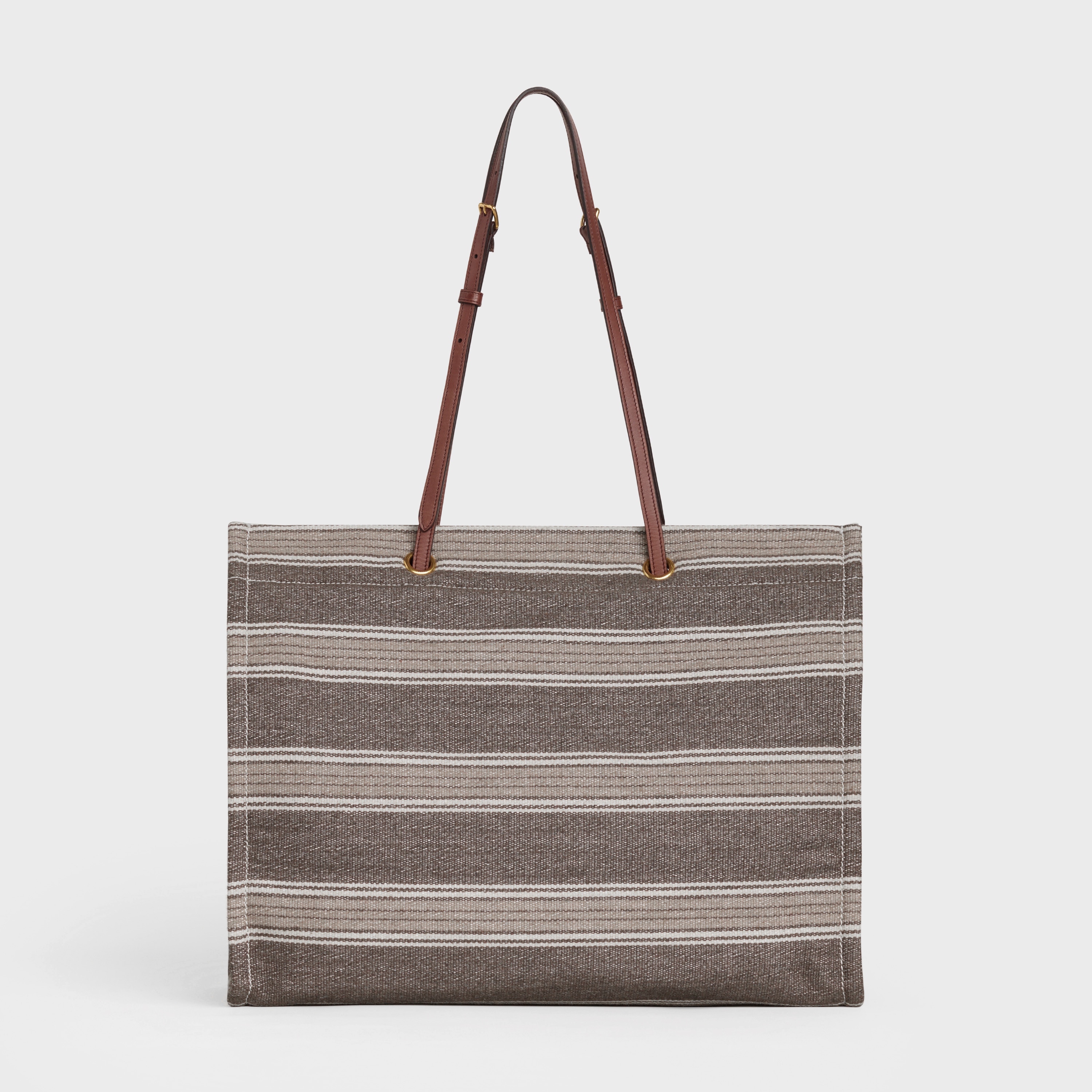 SQUARED CABAS CELINE IN STRIPED JACQUARD AND CALFSKIN - 3