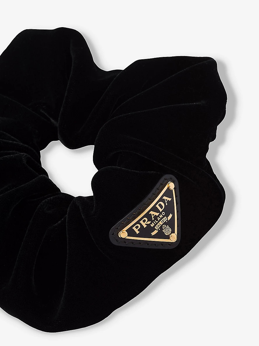 Logo-plaque velvet scrunchie - 3