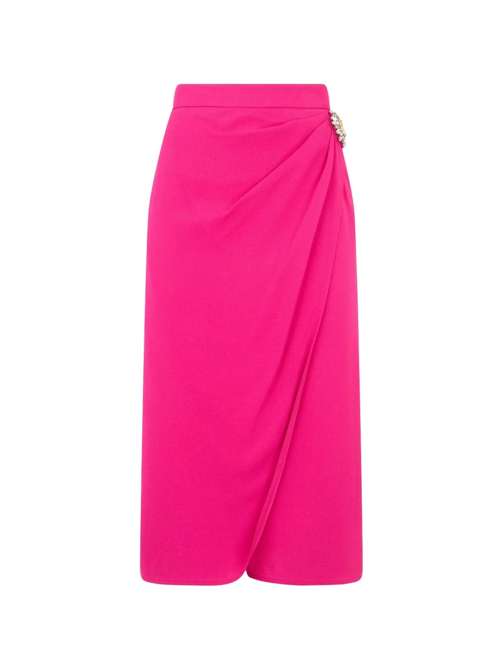crystal-embellished draped midi skirt - 1