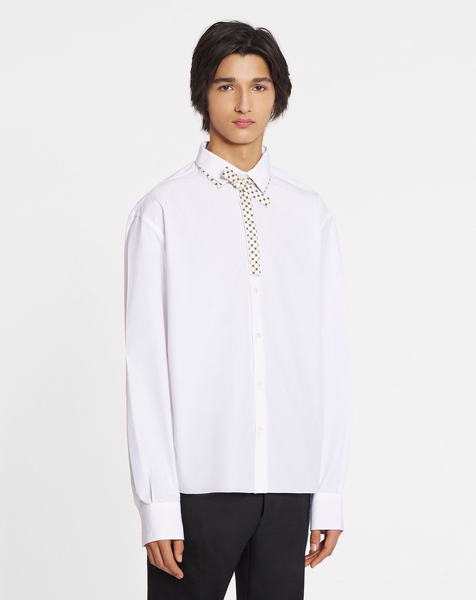 BOXY SHIRT WITH DOUBLE COLLAR DETAIL - 3