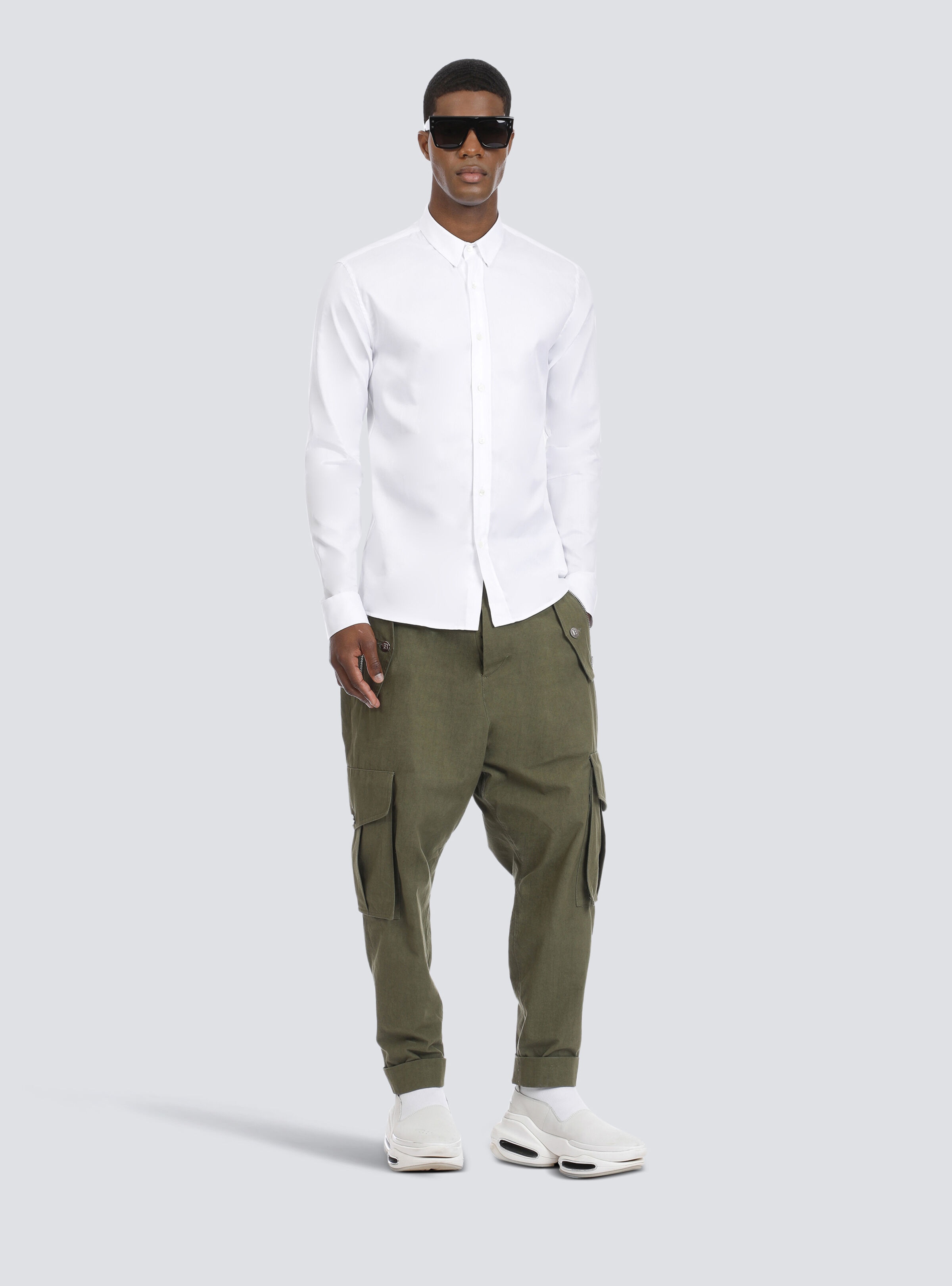 Fitted white cotton shirt - 3