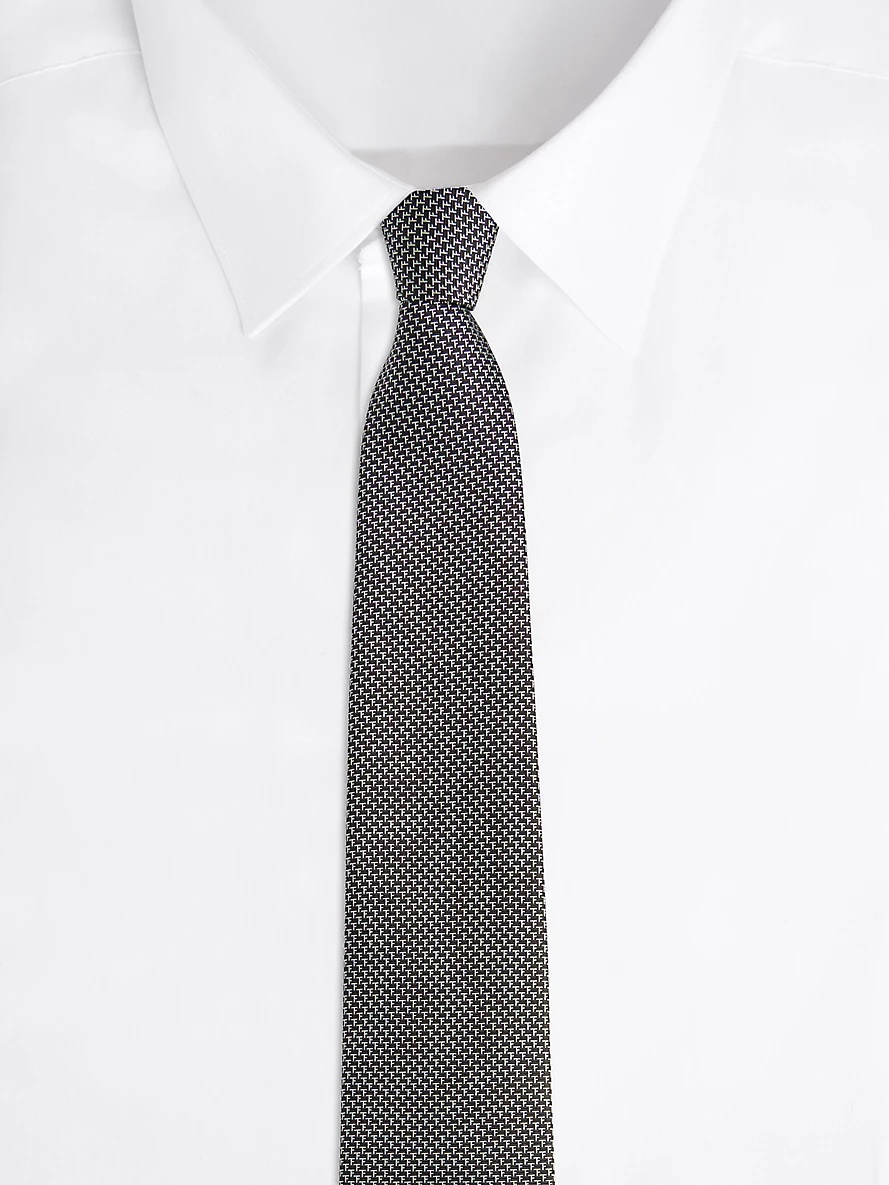 Brand-pattern wide-blade silk tie - 3