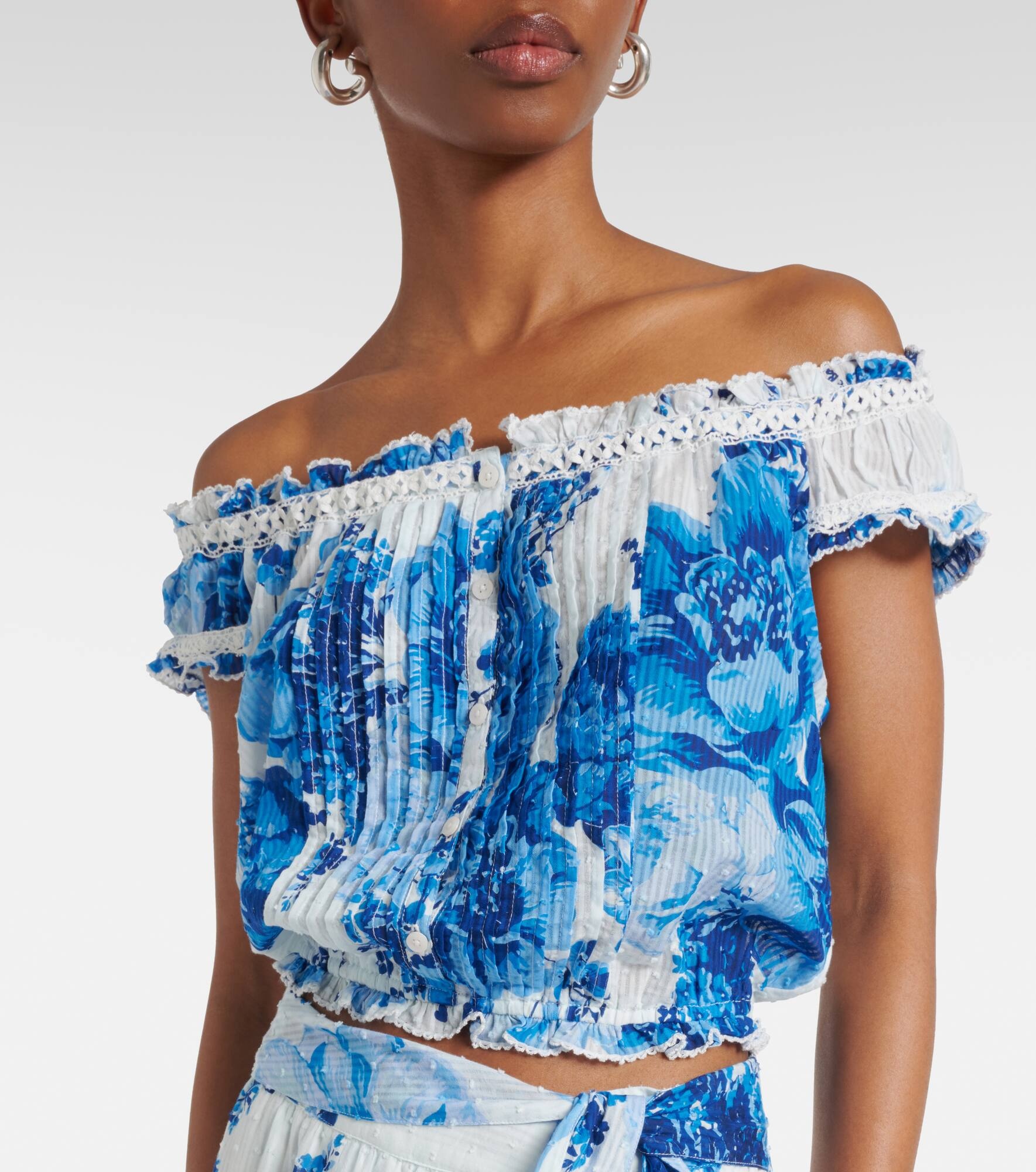 Alba floral off-shoulder cotton top - 4