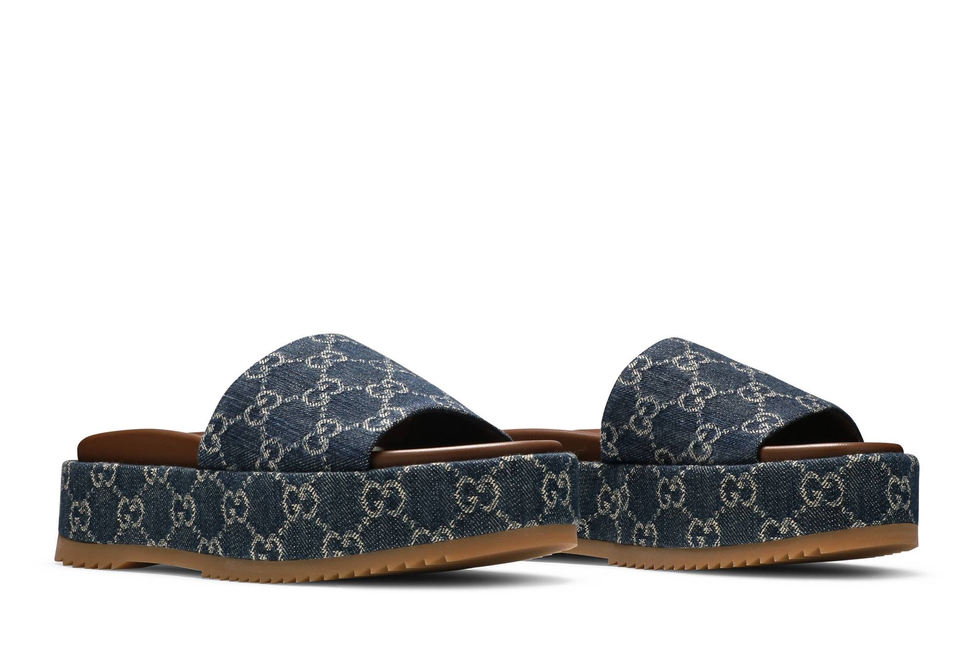 Gucci Wmns Platform Slide Sandal 'Allover GG Denim' - 8