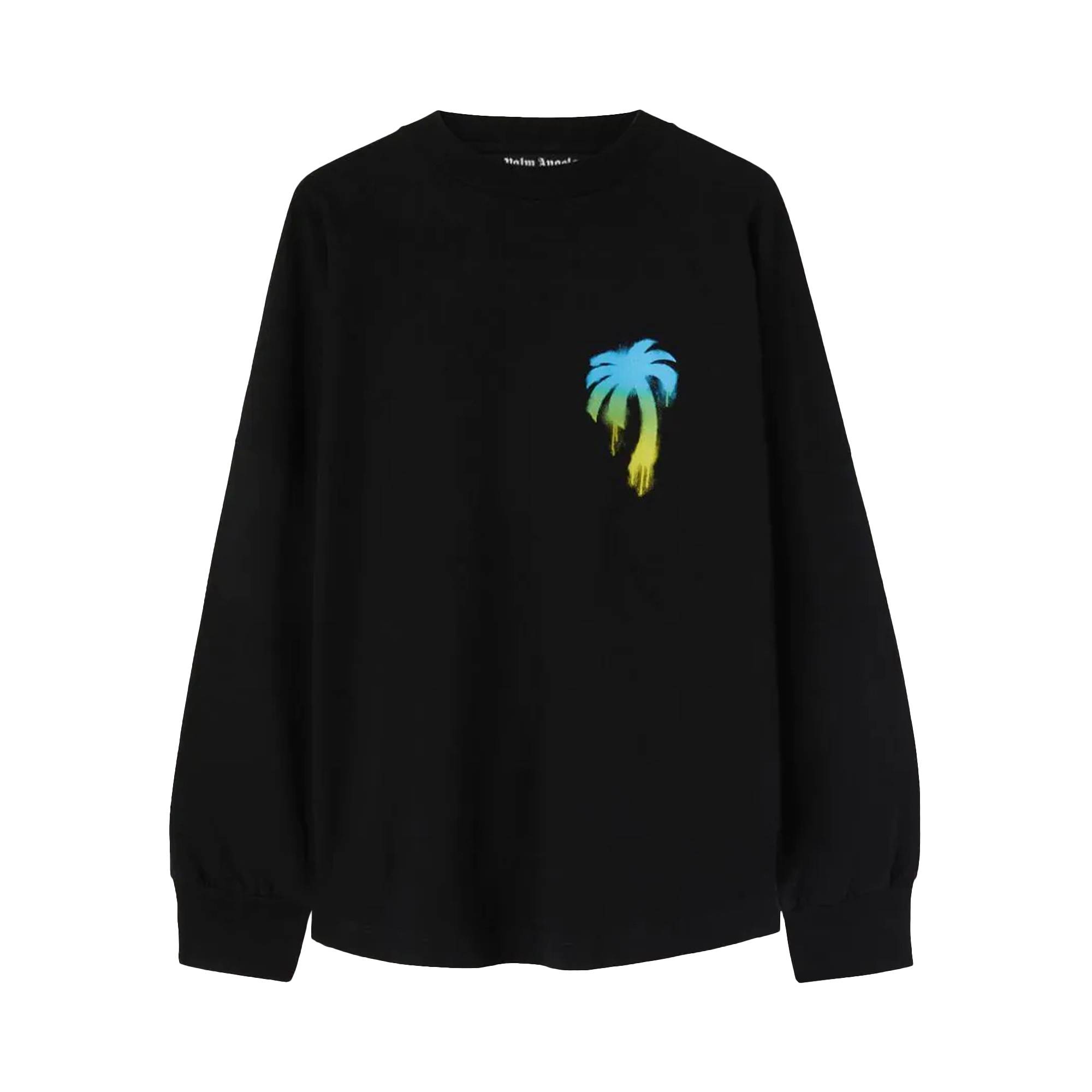 Palm Angels Sprayed Palm Logo Over Tee 'Black/Green' - 1