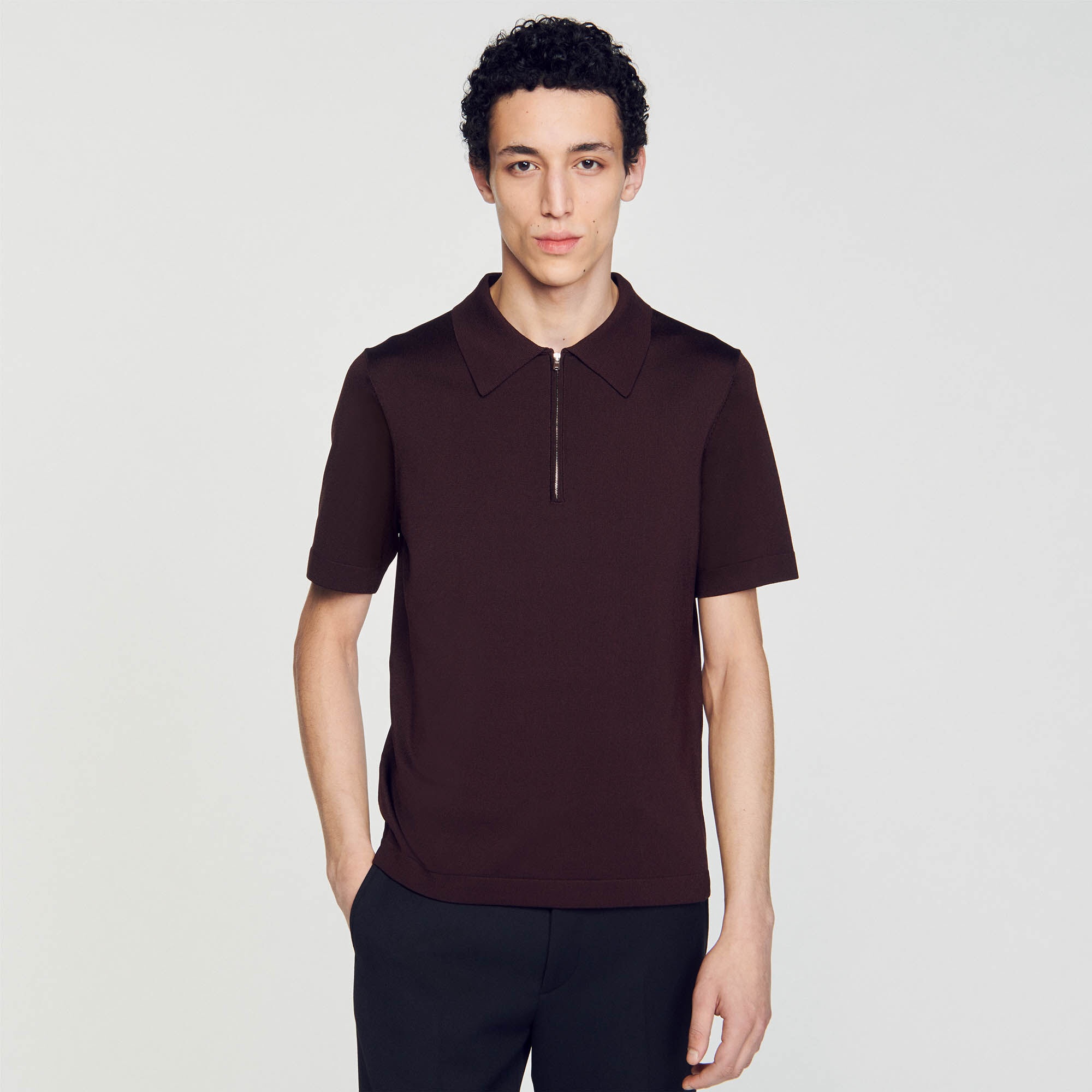 KNITTED POLO SHIRT WITH ZIP COLLAR - 5