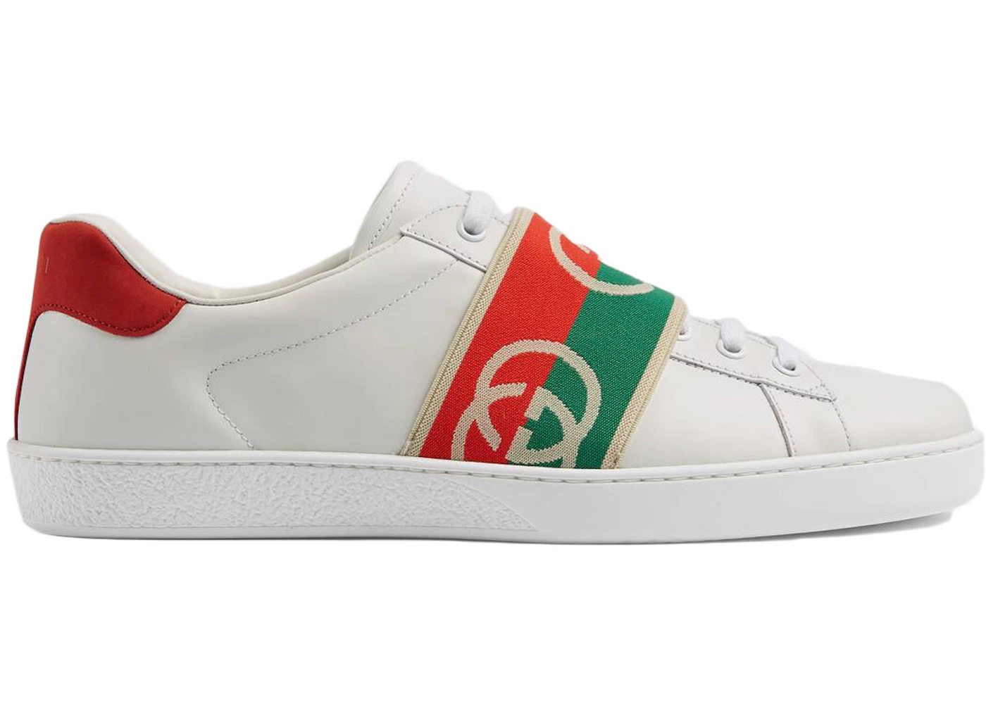 Gucci Ace Elastic Web Interlocking GG White - 1