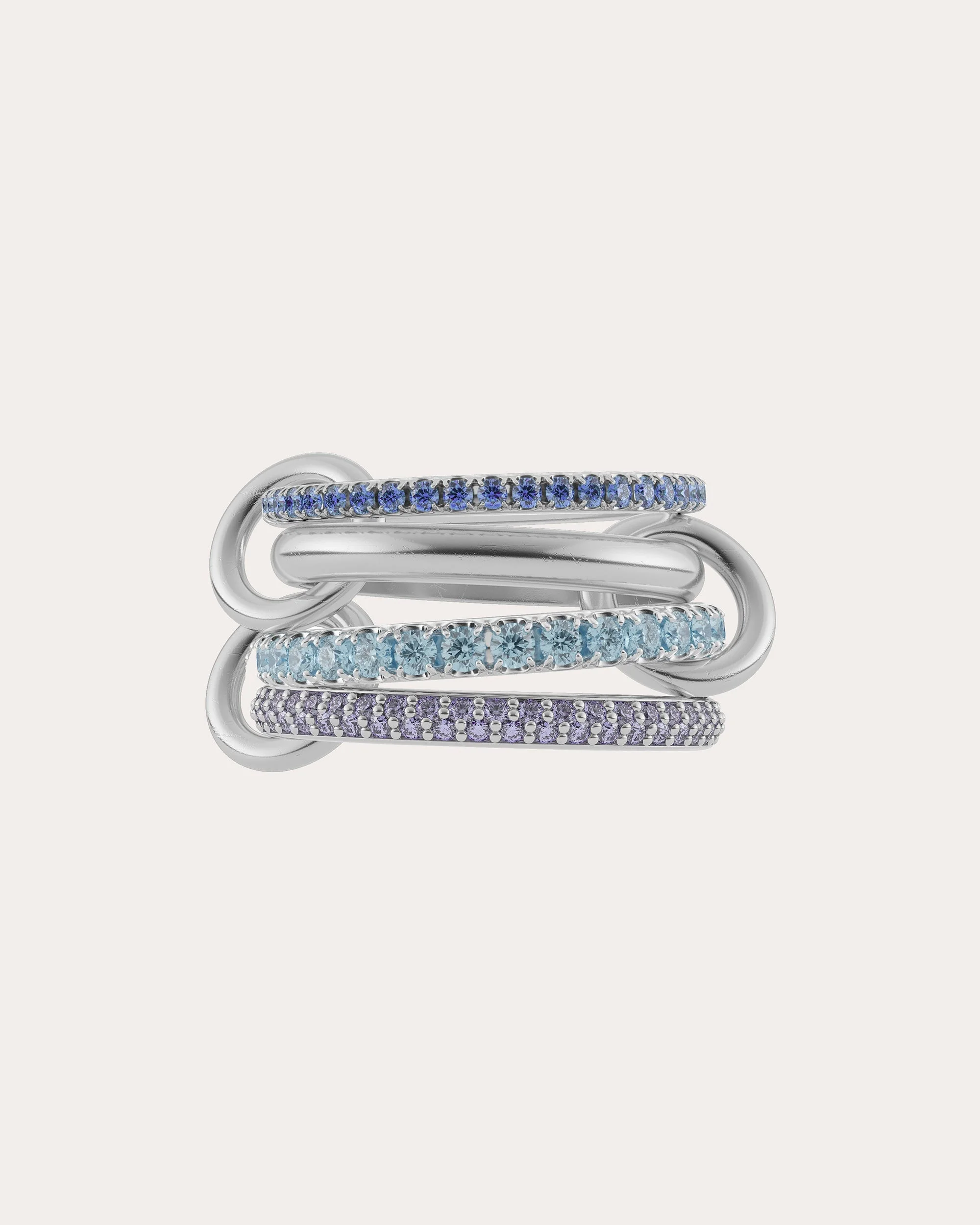 Iris Sterling Silver and Multi-Stone Linked Rings - 1