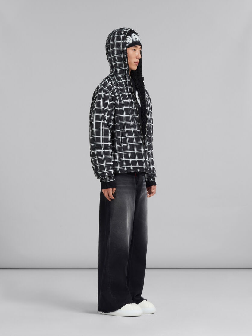 BLACK CHECKED NYLON JACKET - 6
