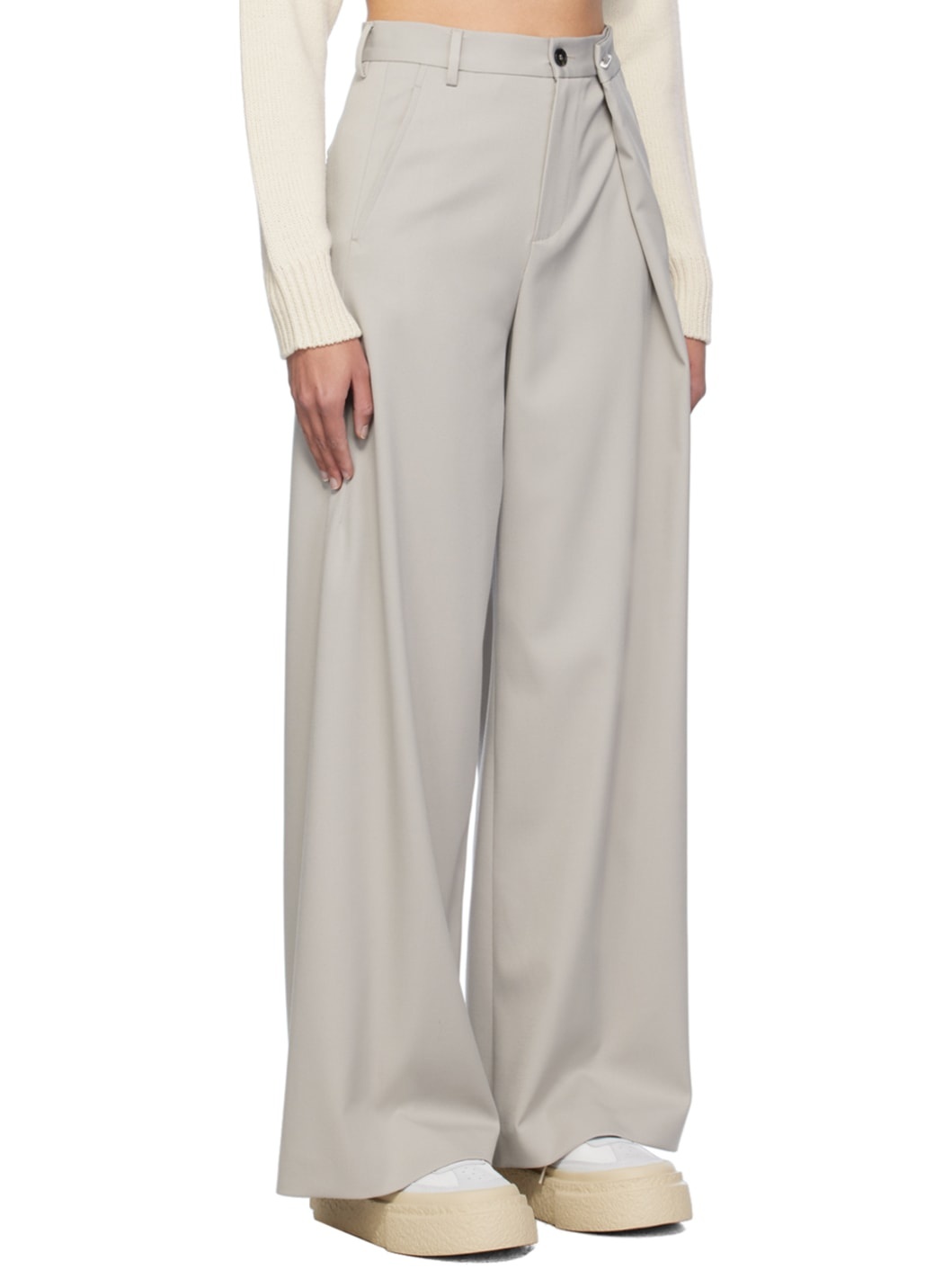 Taupe Safety-Pin Trousers - 2