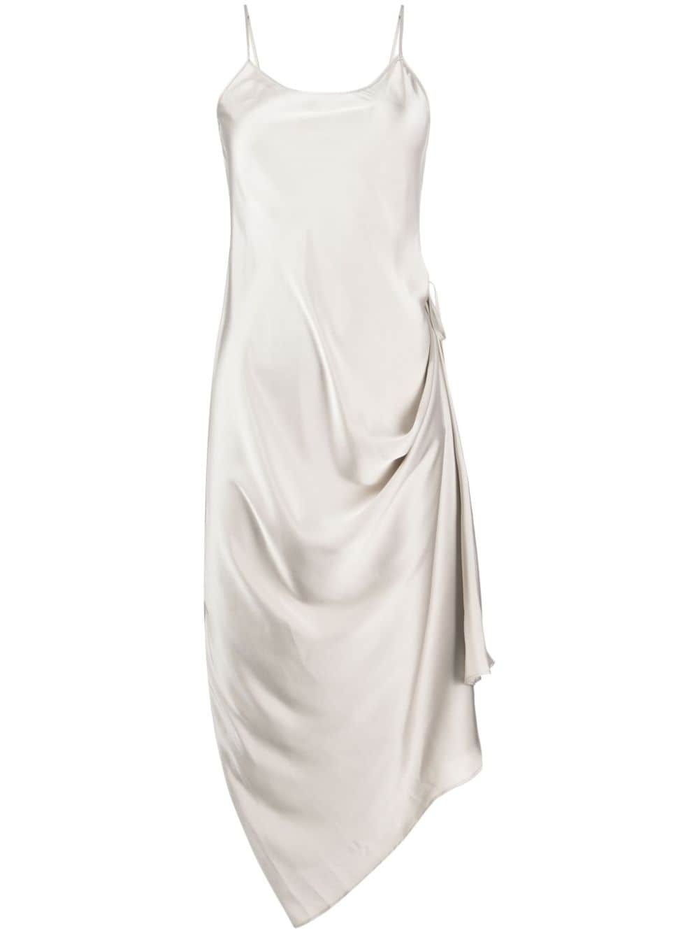 asymmetric satin slip dress - 1