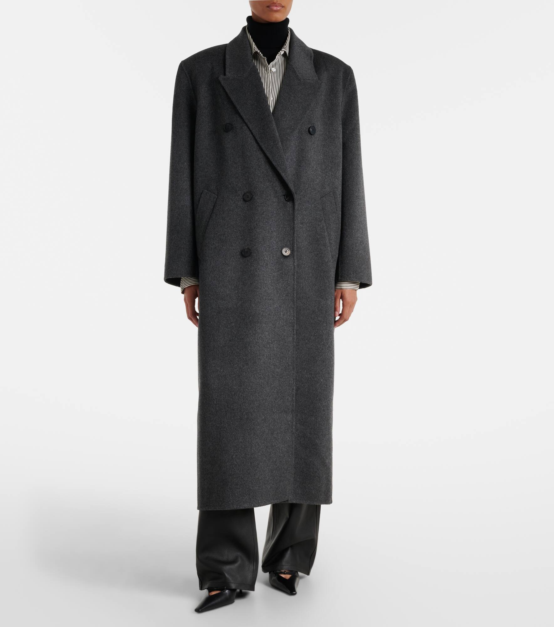 Gaia double-breasted wool-blend coat - 6