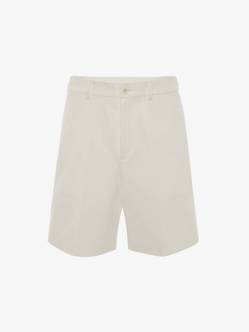 Cotton Canvas Tailored Short in White - 1