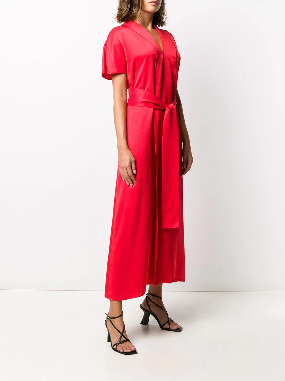 belted V-neck midi dress - 3