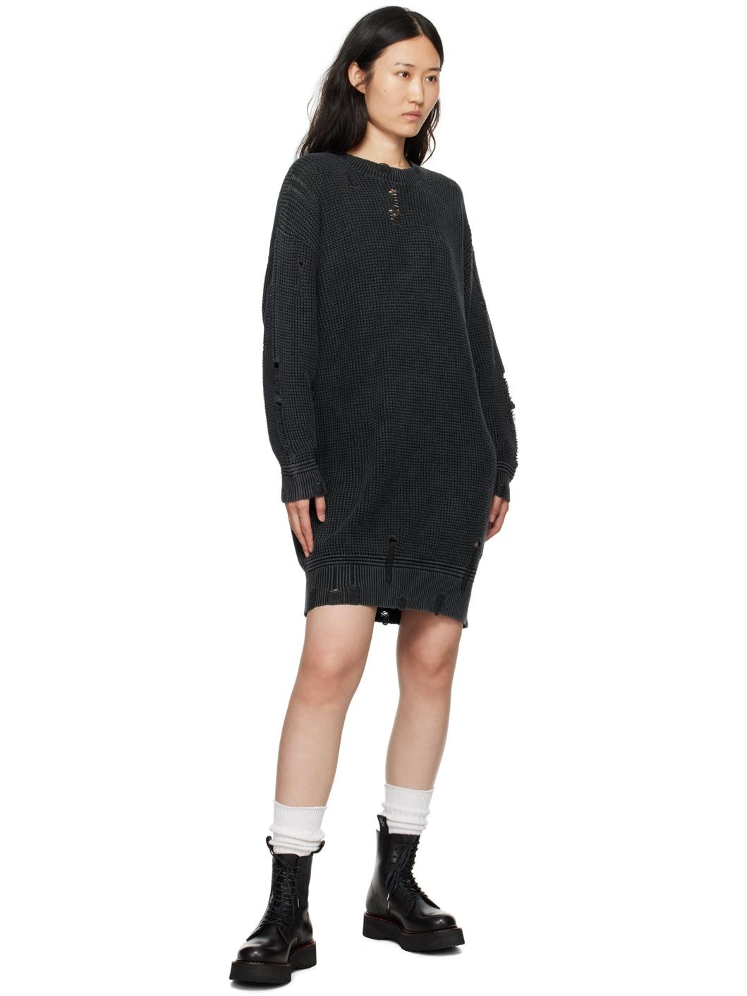 Black Oversized Sweater Midi Dress - 4