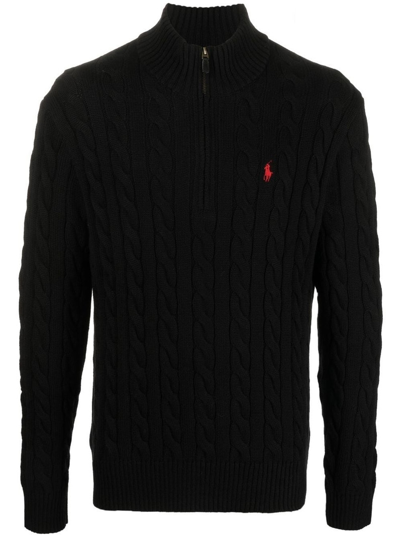 cable-knit half-zip jumper 1