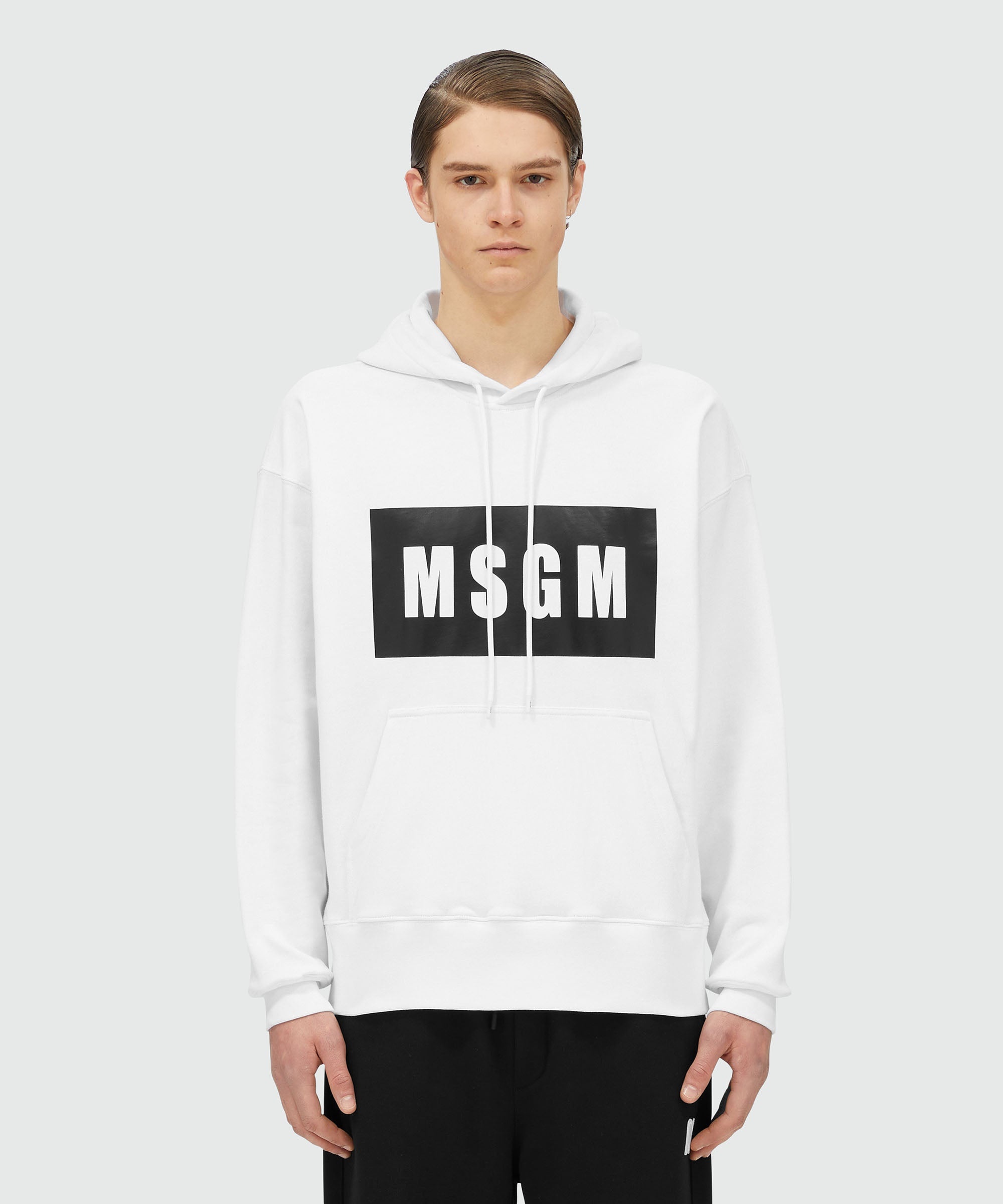 White cotton sweatshirt with graphic box logo - 2