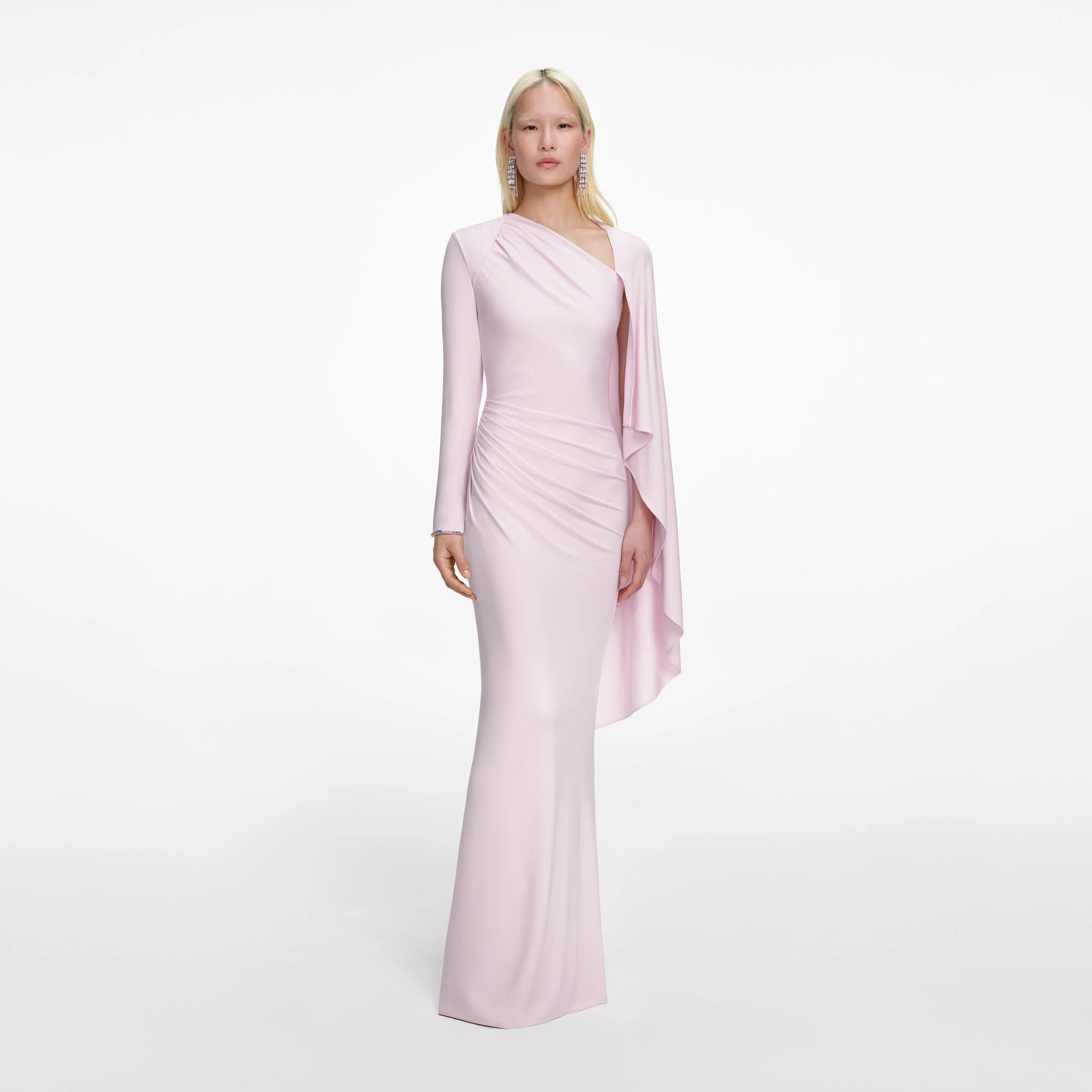 Pink Jersey Drape Maxi Dress - 1