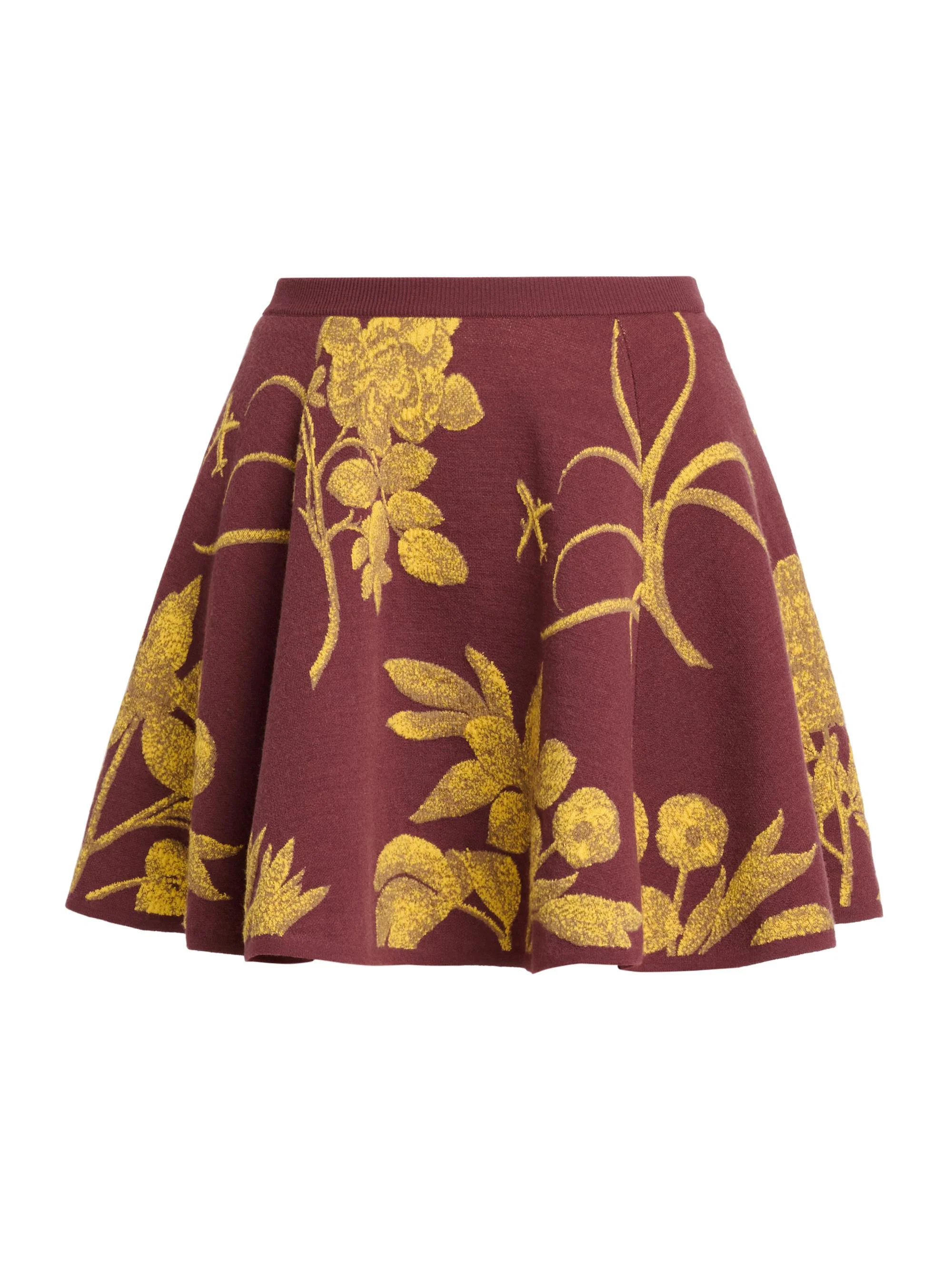 Women's Floral A-Line Virgin Wool Miniskirt - Multi Brown - 1