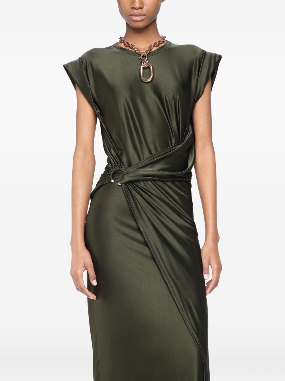 draped satin midi dress - 4