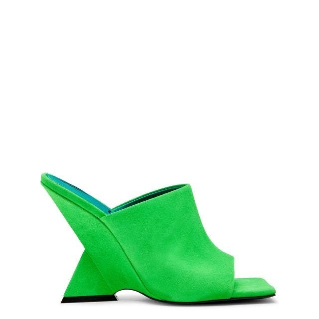 Green mules with sculpted heel - 1