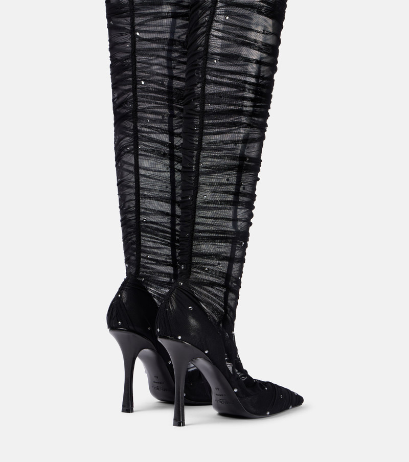 JIMMY CHOO Lotta 100 embellished tulle over-the-knee boots outlook