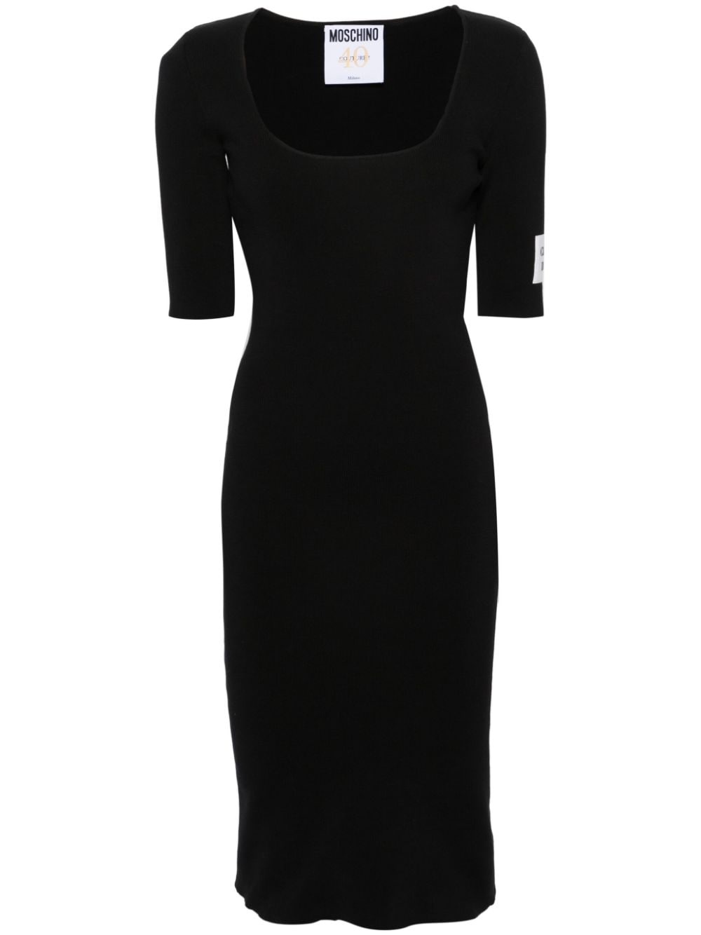 square-neck ribbed midi dress - 1