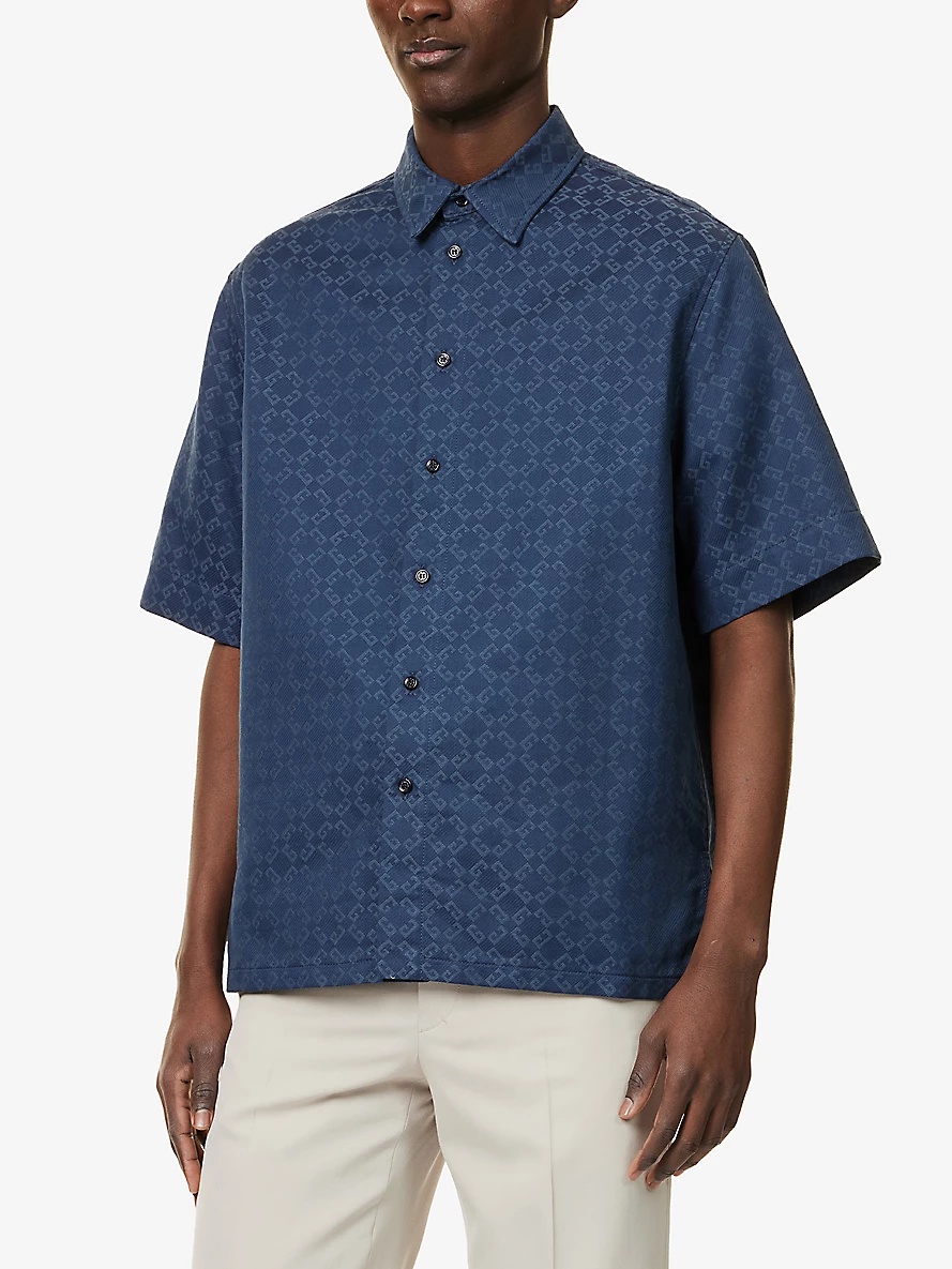 Monogram-print relaxed-fit cotton-blend shirt - 3