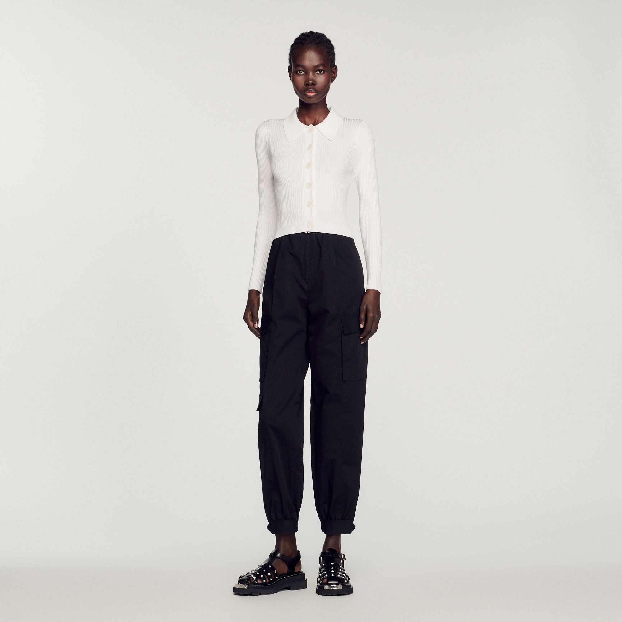 Cropped ribbed cardigan - 3