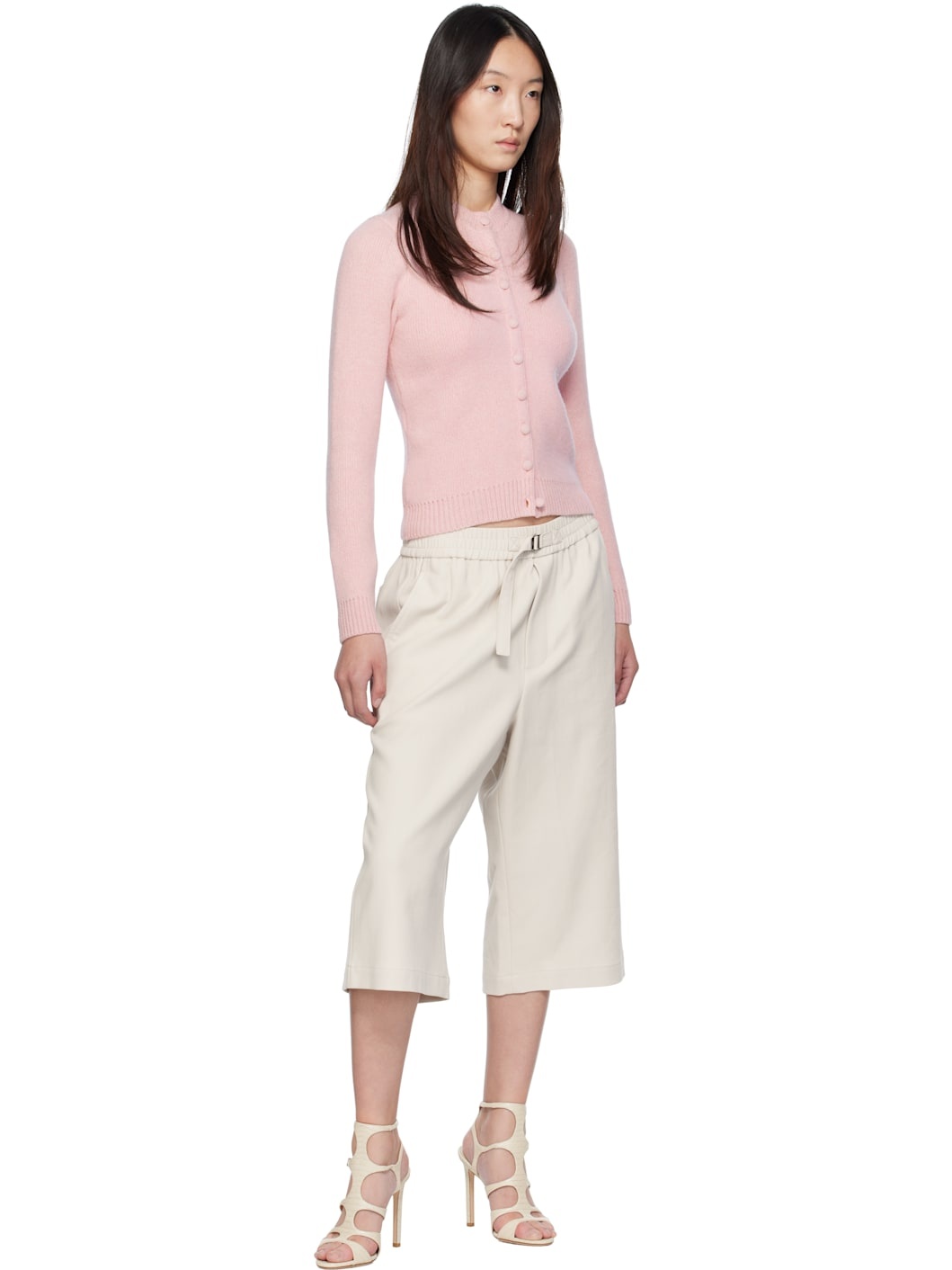 Pink Classic Round-Neck Cardigan - 4