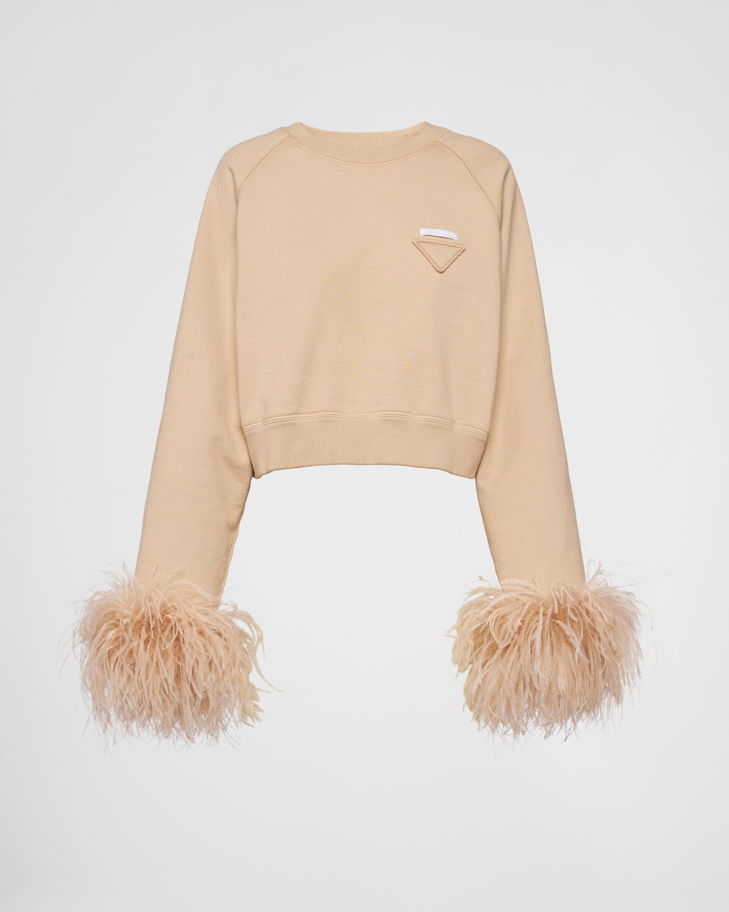 Crew-neck sweatshirt with feather trim - 1