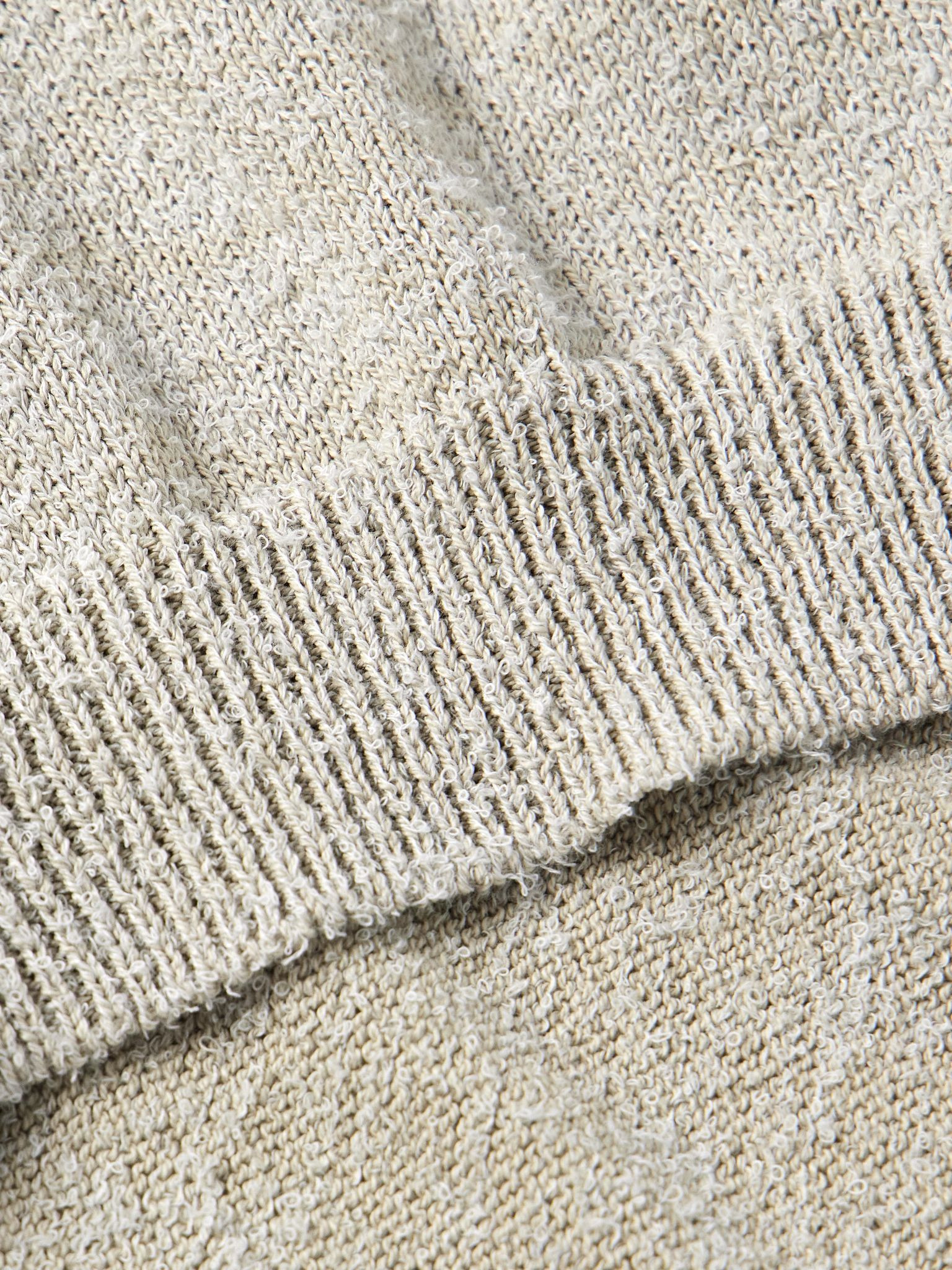 Cotton-Blend Bouclé Sweater Beige - 4