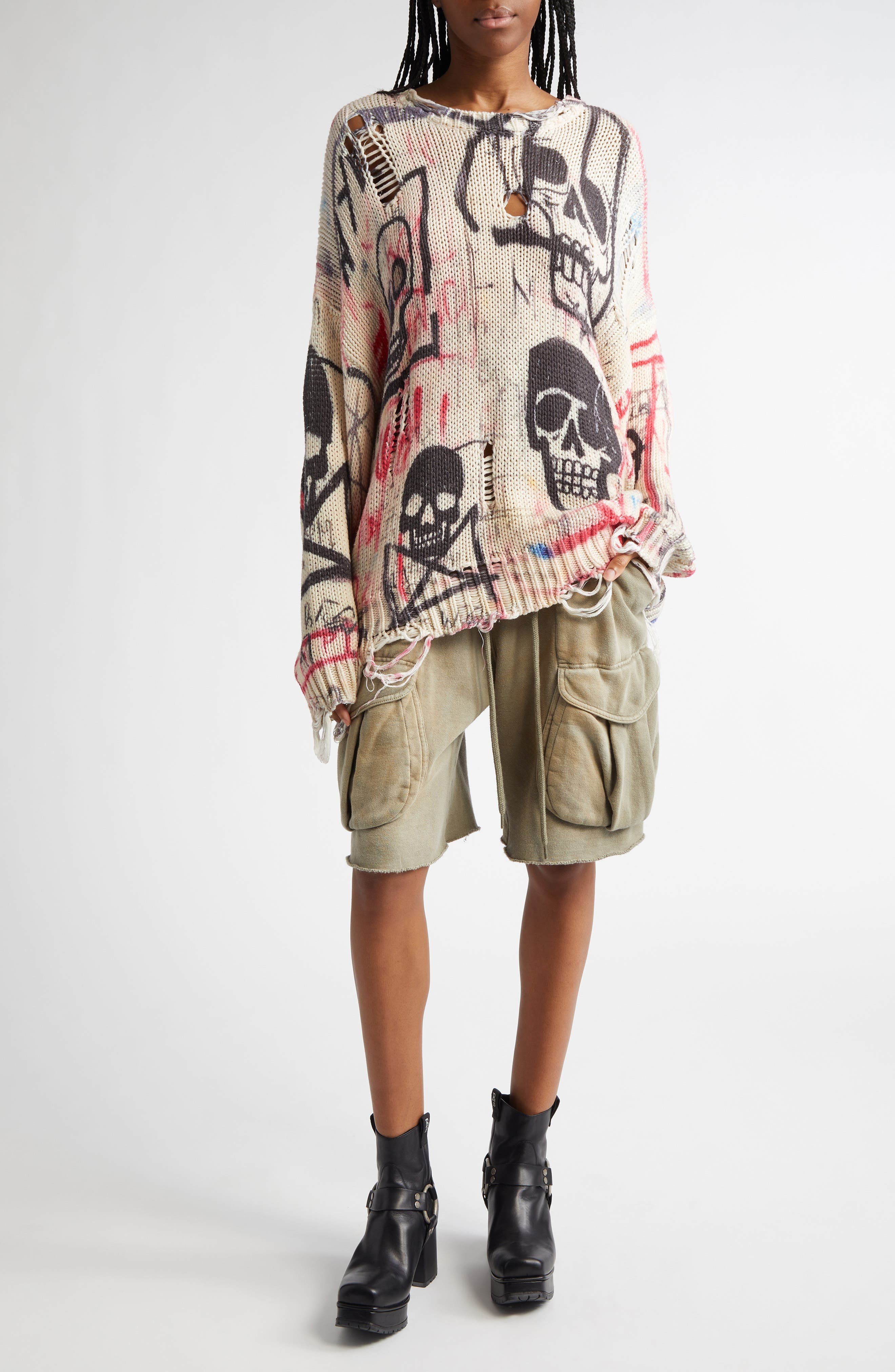 R13 Relaxed Mulitpocket Sweat Shorts in Faded Olive at Nordstrom - 2