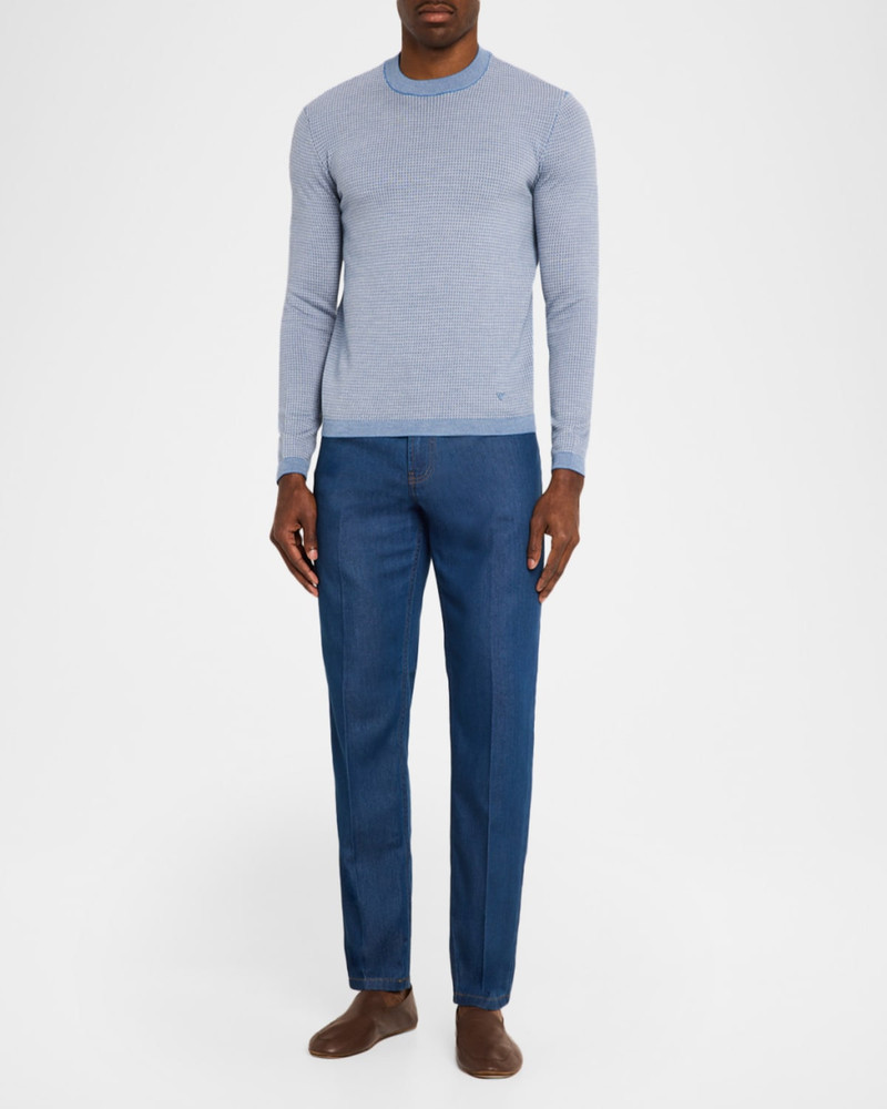 EMPORIO ARMANI Men's Wool Geometric Check Crewneck Sweater outlook