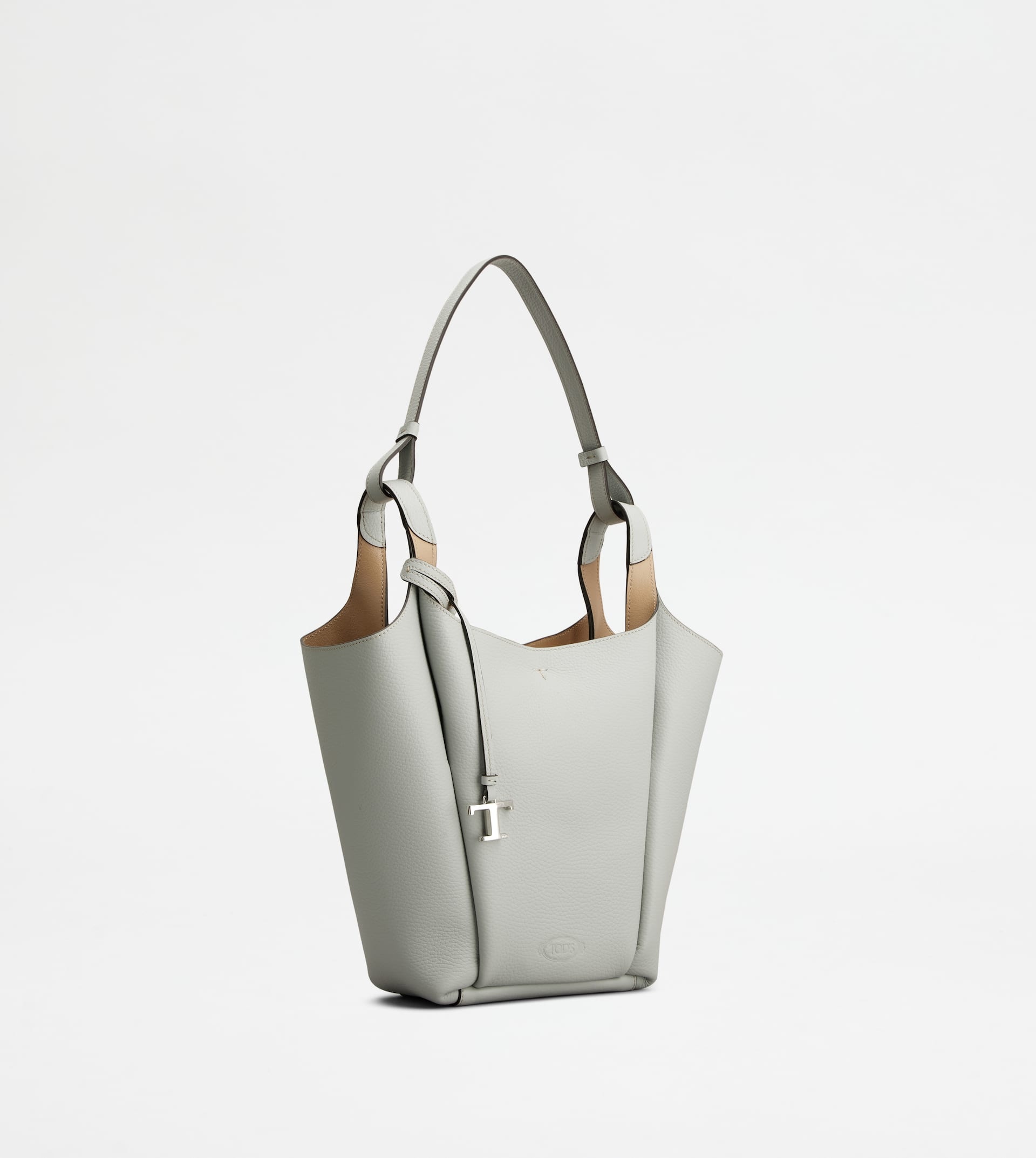 BUCKET BAG IN LEATHER SMALL - GREY, NATURAL - 2