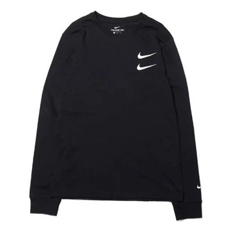Nike Swoosh Casual Sports Double-Hook Crew-neck Long Sleeve 'Black' DB6156-010 - 1