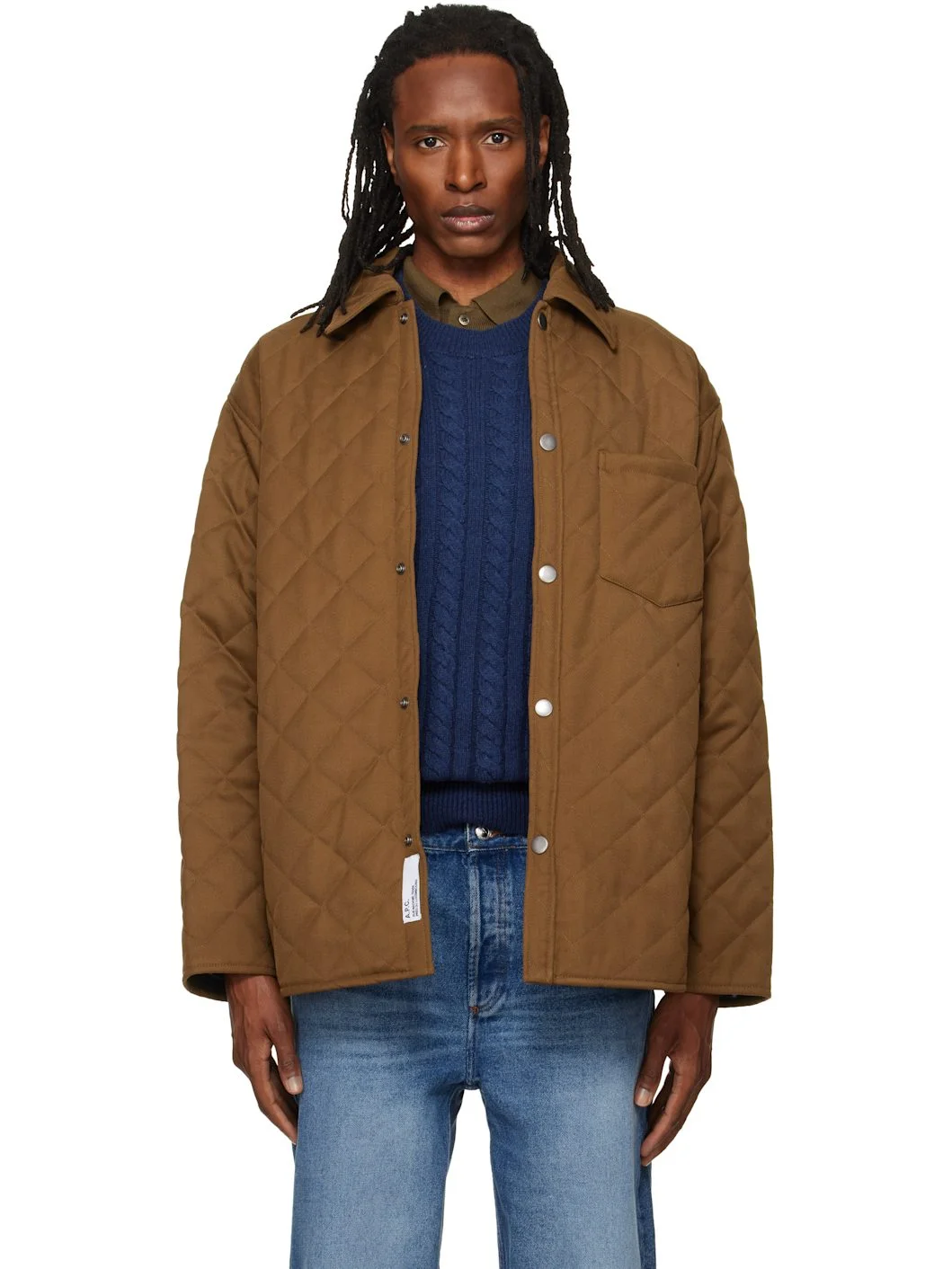 Brown Quilted Wool Jacket - 1