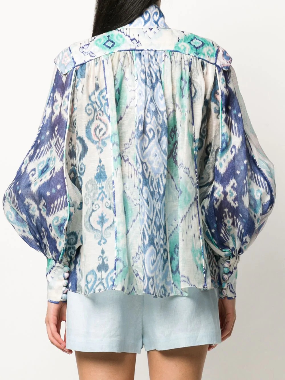 absract print bell-sleeve shirt - 4