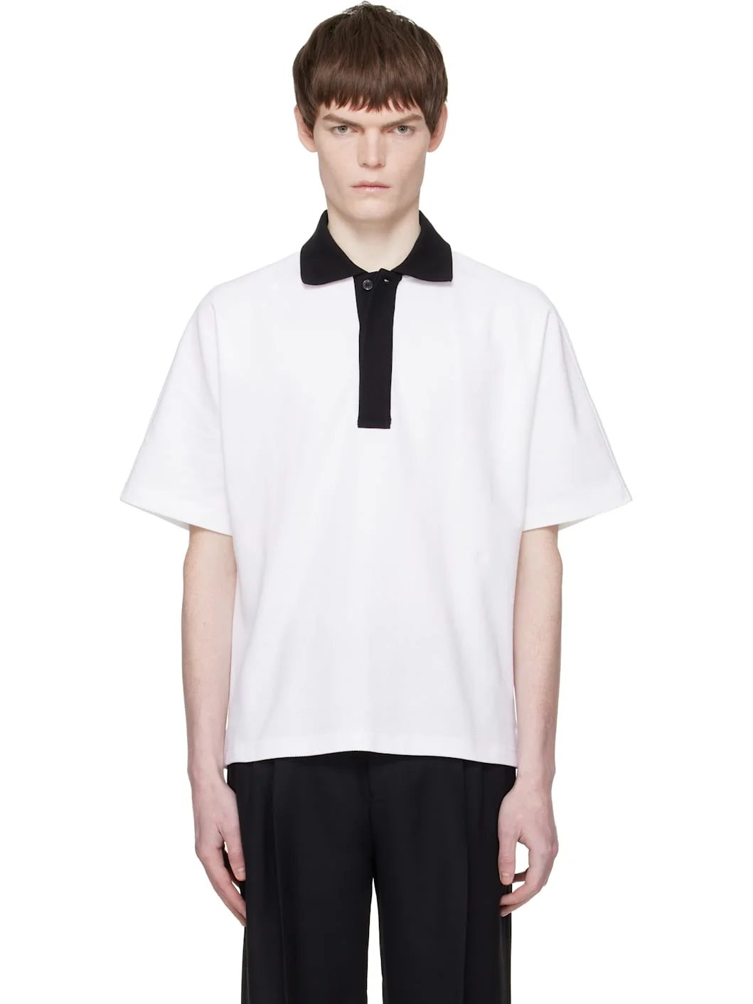 White Contrast Collar Polo - 1