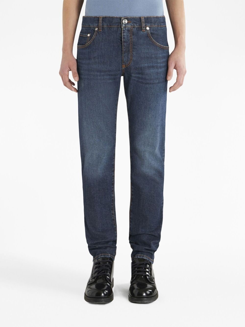 Pegaso-motif slim-fit jeans - 3