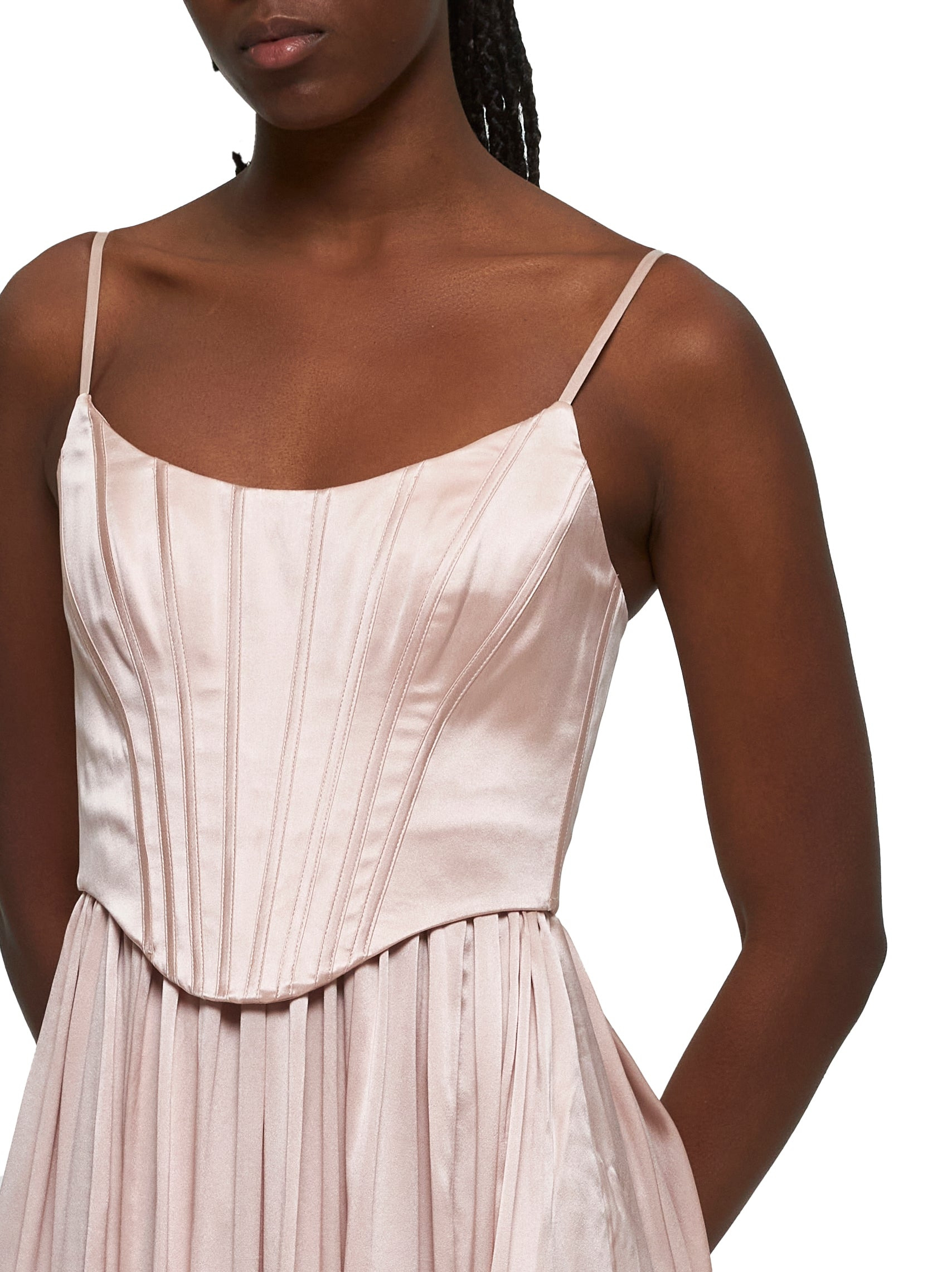 Pink silk corset midi dress - 4