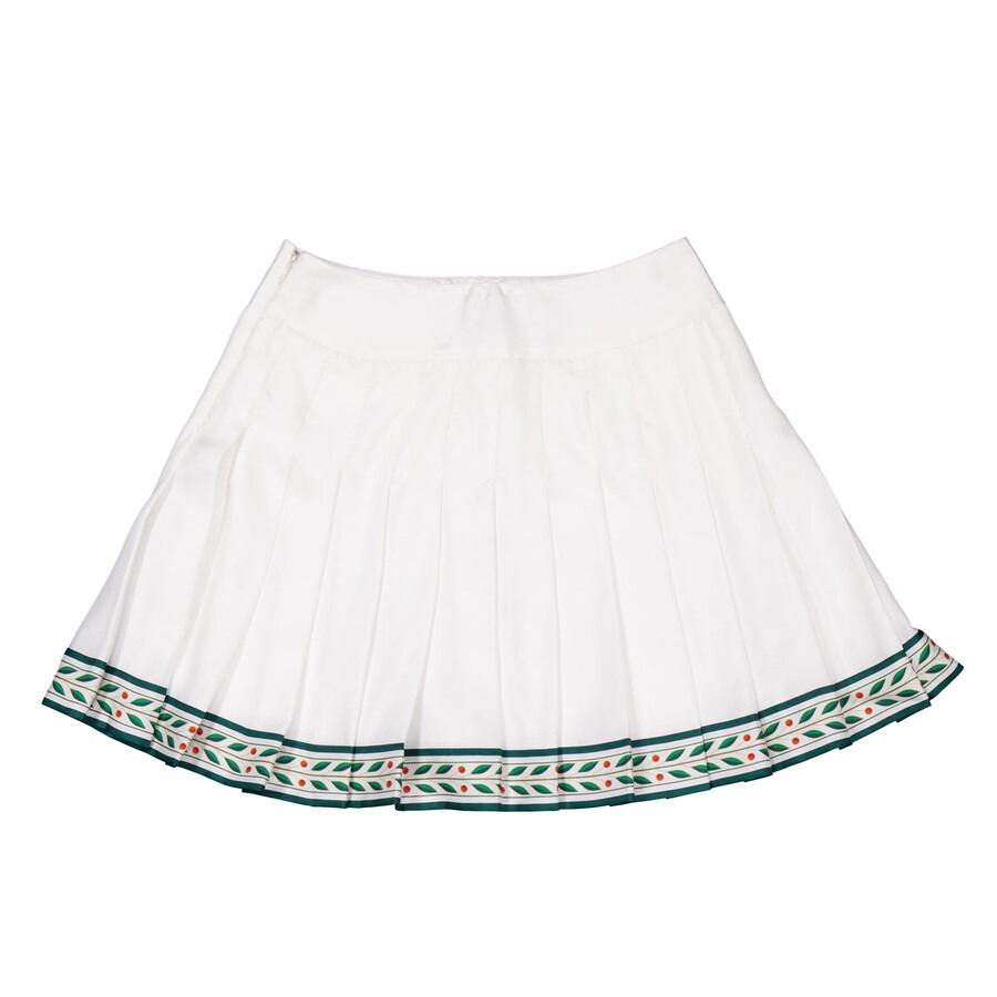 Casablanca Ladies White Pleated Silk Miniskirt - 7