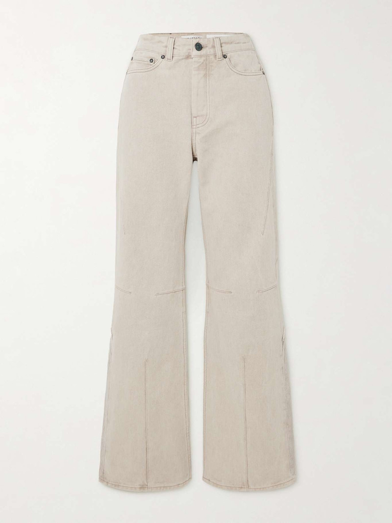 Moto Cut paneled corduroy-trimmed mid-rise slim-leg jeans - 1