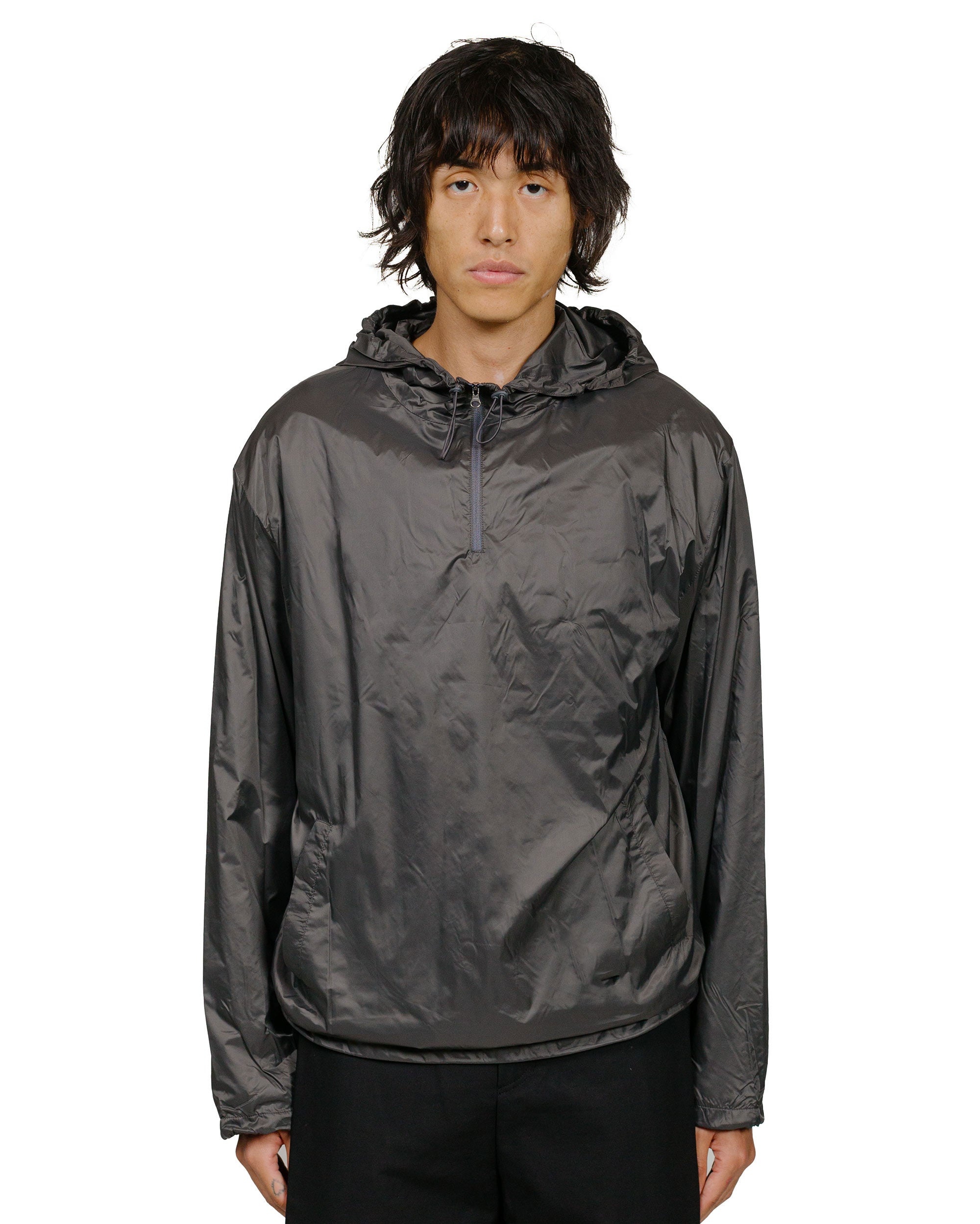 Glossy Nylon Half Zip-Up Jumper Charcoal - 2