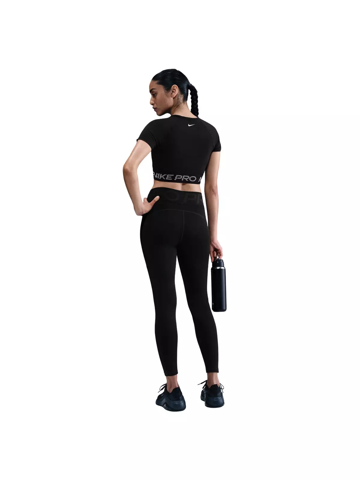 Women's Pro Dri-FIT Short-Sleeve Cropped Graphic Top -Black - 5