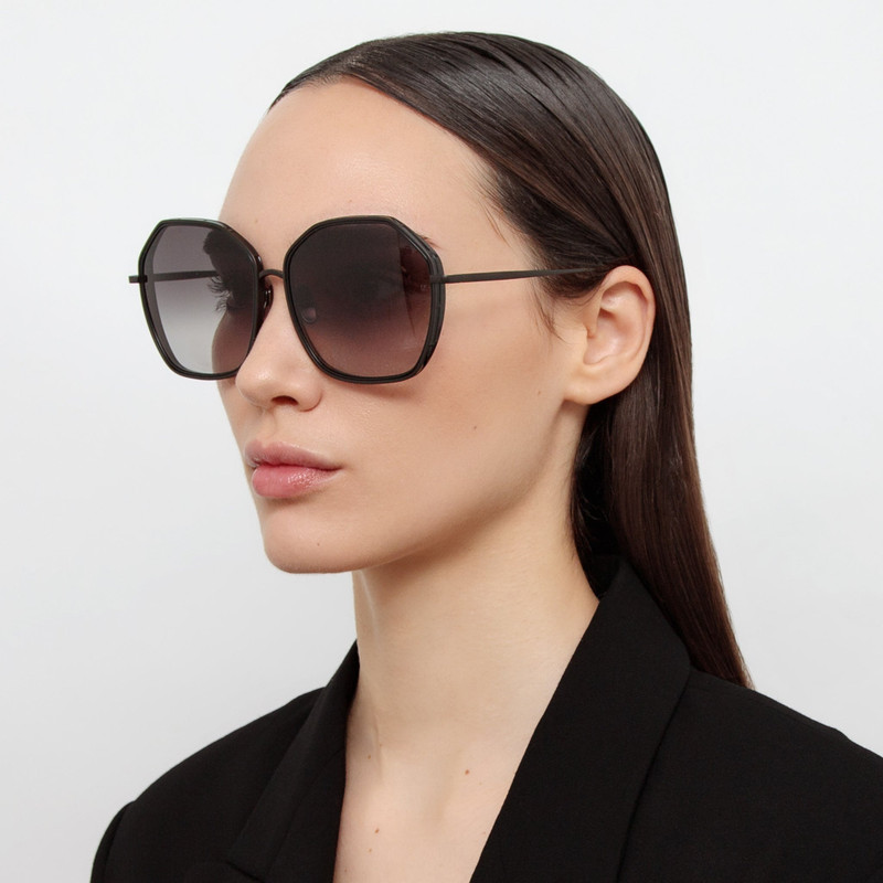 LINDA FARROW ROWE OVERSIZE SUNGLASSES IN MATT NICKEL outlook