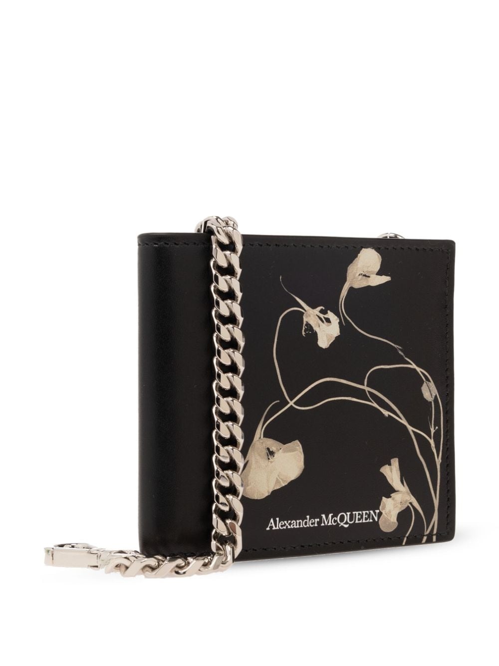 floral-print leather chain wallet - 3