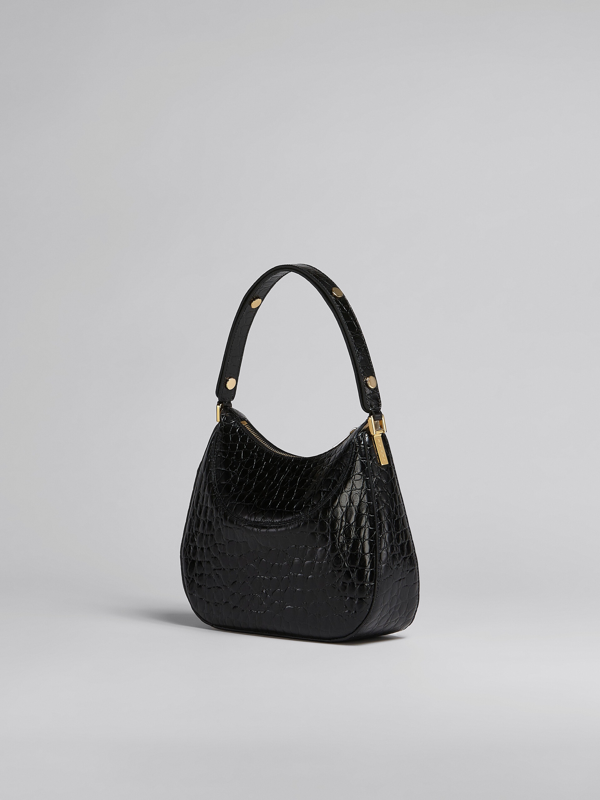 MILANO SMALL BAG IN BLACK CROCO PRINT LEATHER - 3
